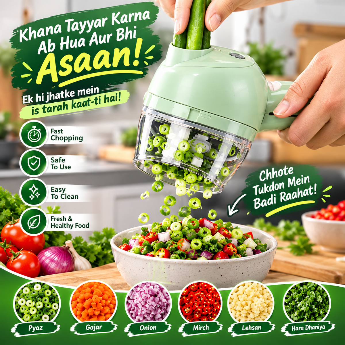 Rechargeable 4 In 1 Electric Vegetable Cutter With Multi-Function Slicer