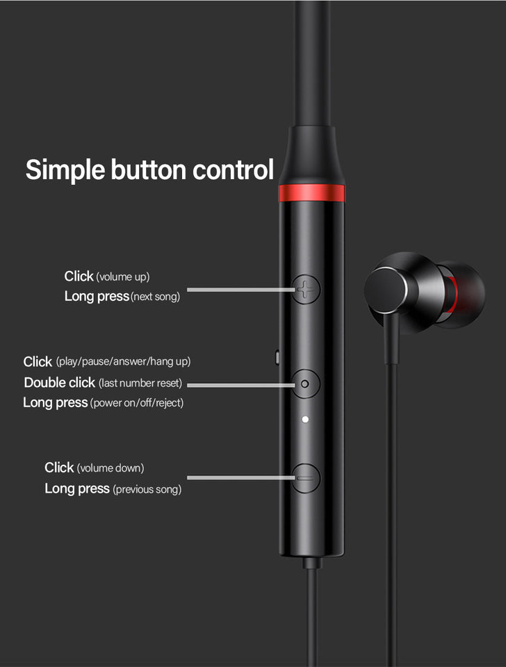 Lenovo Bluetooth Neckband Headphones - Wireless Sports Earphones with Magnetic Buds